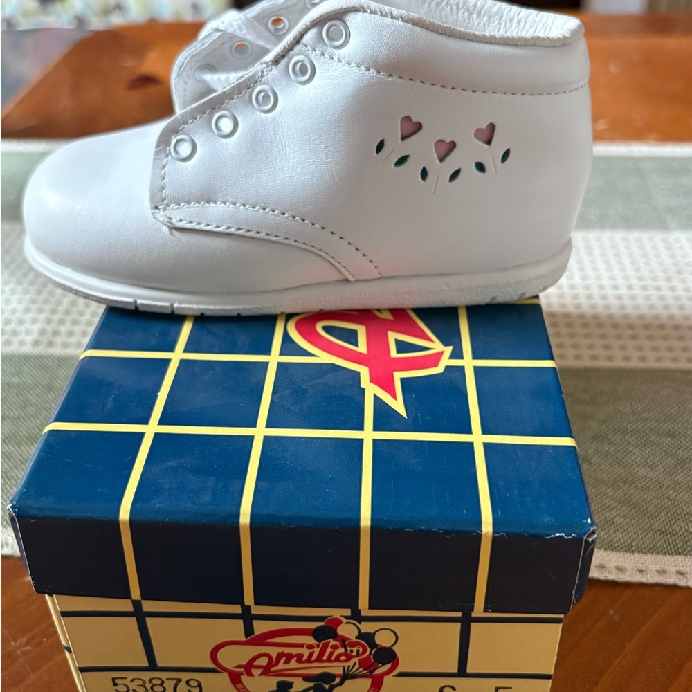 White Baby Walker Shoes with Heart Cutouts